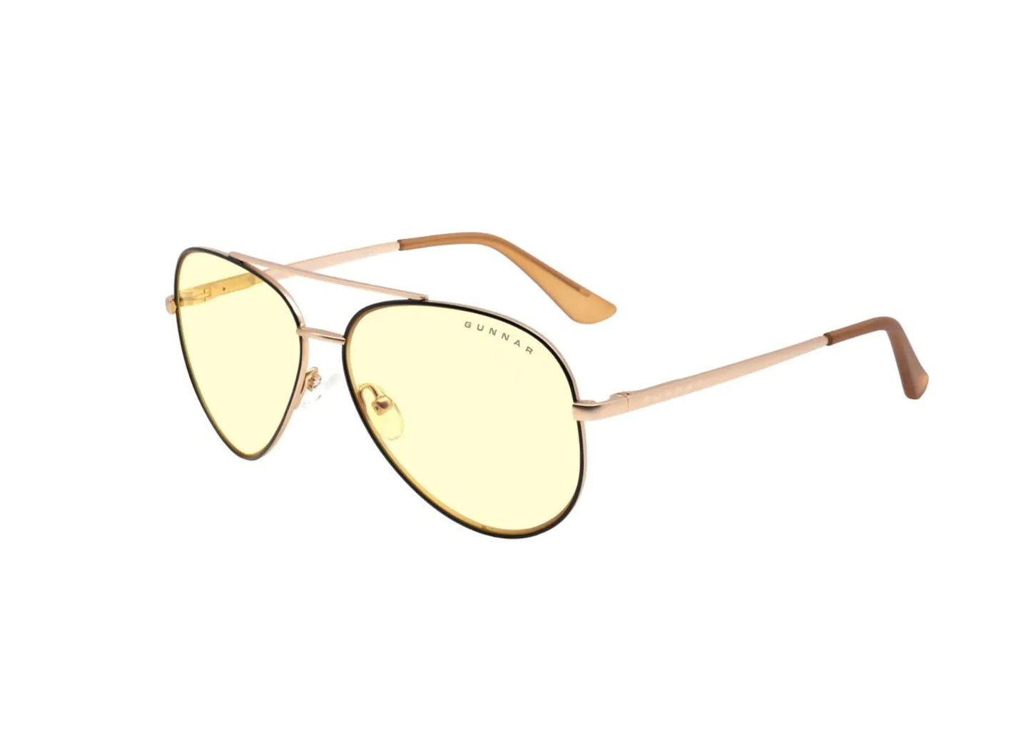 GUNNAR - Premium Gaming and Computer Glasses - Blocks 65% Blue Light - Maverick Black/Gold Amber Tint