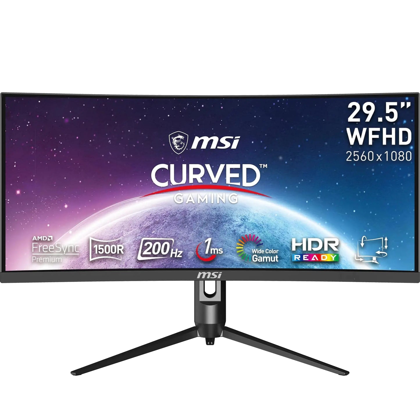 MSI MAG301CR2 30" Gaming Monitor 2560 x 1080 (UWFHD) VA 200Hz FreeSync HDR Ready HDMI Displayport USB C Tilt Swivel Height AdjustableBlack