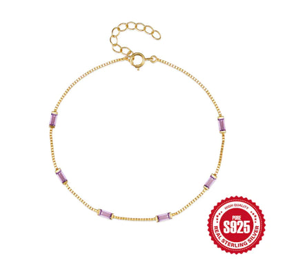 Sterling Silver Blue Zircon Bracelet - Light Luxury Design