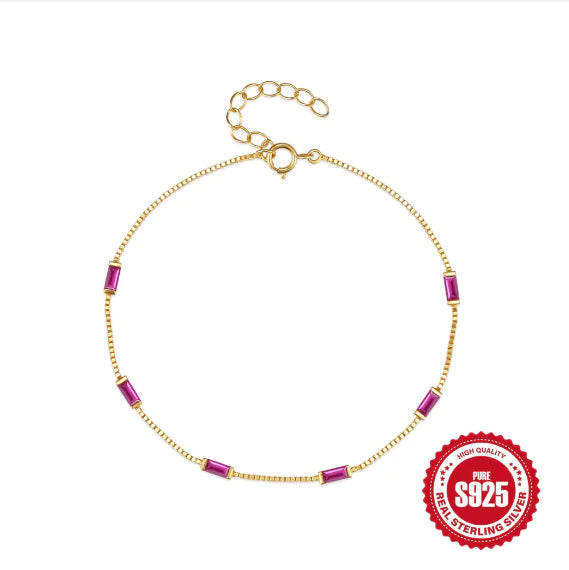 Sterling Silver Blue Zircon Bracelet - Light Luxury Design