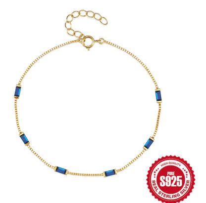 Sterling Silver Blue Zircon Bracelet - Light Luxury Design