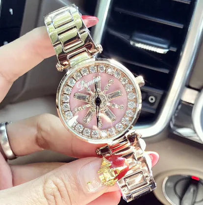 Timini Women's Watch with Diamond Shell Rose Gold Design