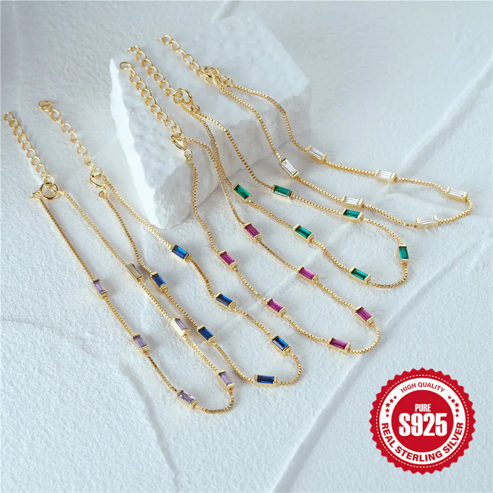 Sterling Silver Blue Zircon Bracelet - Light Luxury Design