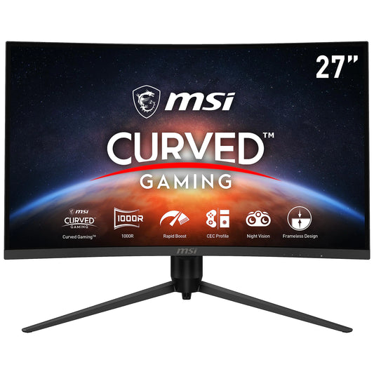 MSI G271CP 27" Gaming Monitor 1920 x 1080 (FHD) VA 165Hz FreeSync Premium HDMI Displayport Tilt Swivel Height AdjustablePivotBlack