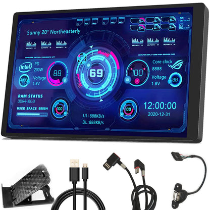 WOWNOVA PC Temperature Display Computer Temp Monitor PC Sensor Panel Display for PC Computer Accessories in Side Prebuilt Gaming PC Parts ARGB Case IPS USB Mini Screen PC CPU RAM HDD Data Monitor