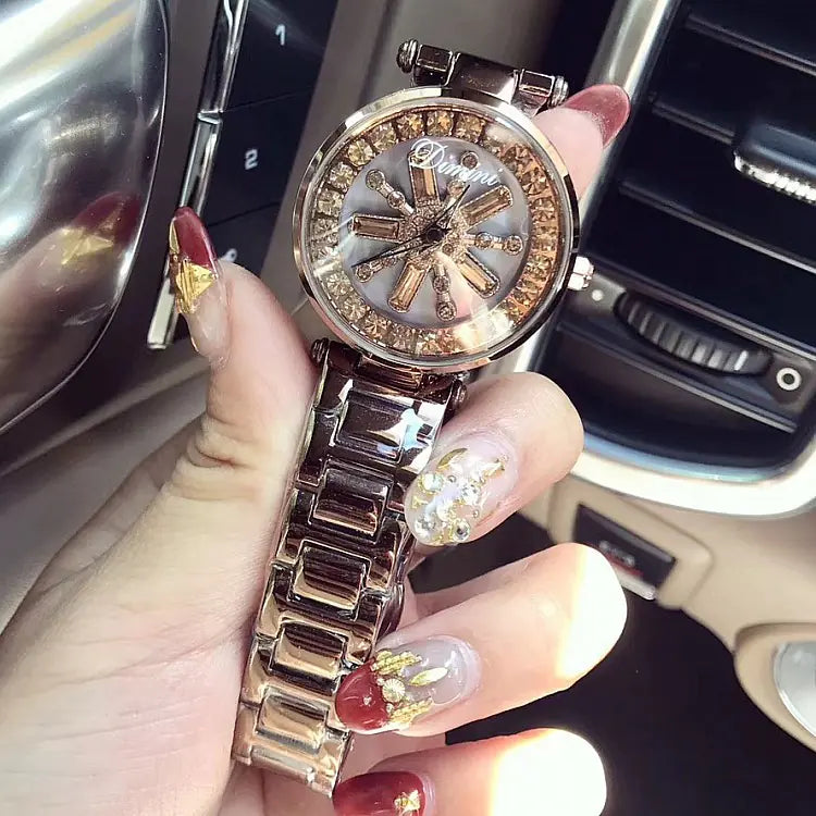 Timini Women's Watch with Diamond Shell Rose Gold Design