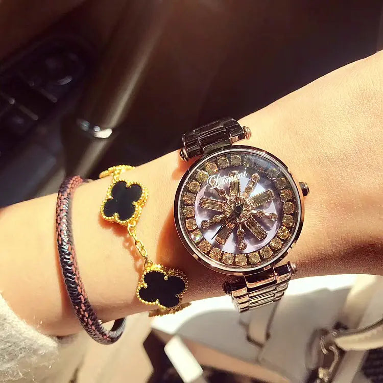 Timini Women's Watch with Diamond Shell Rose Gold Design