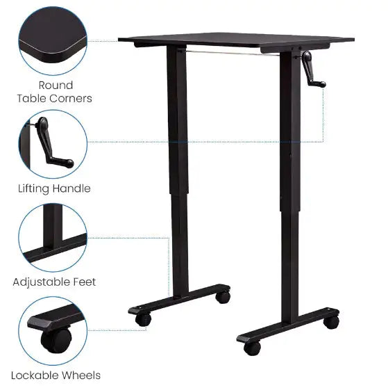 Hand Crank Adjustable Desk   Height Adjustable