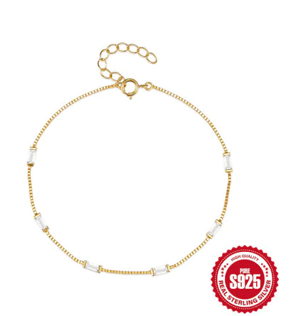 Sterling Silver Blue Zircon Bracelet - Light Luxury Design